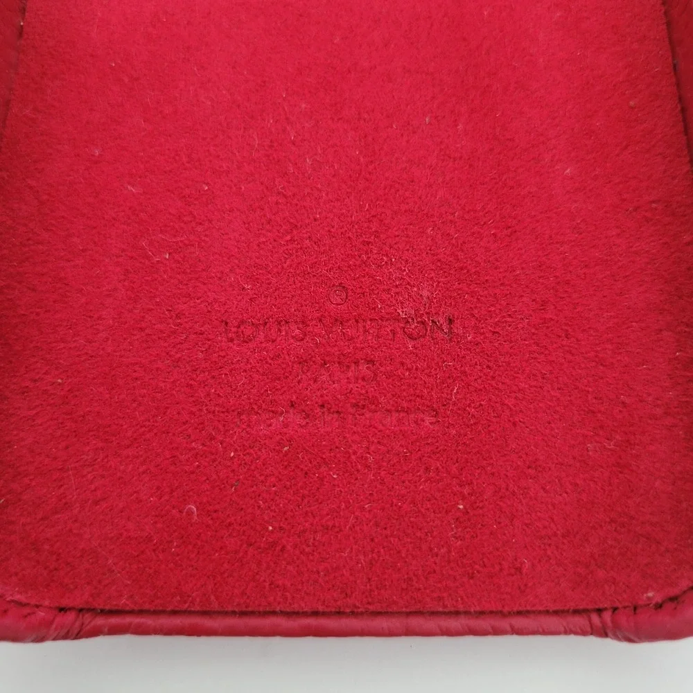Louis Vuitton iPhone 13 Pro Case Red Leather Monogram Card Slot Bumper Case